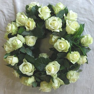 Ecuadorian White Roses Wreath Sympathy