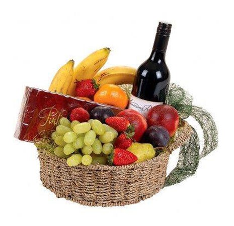 Fruits and wine basket
